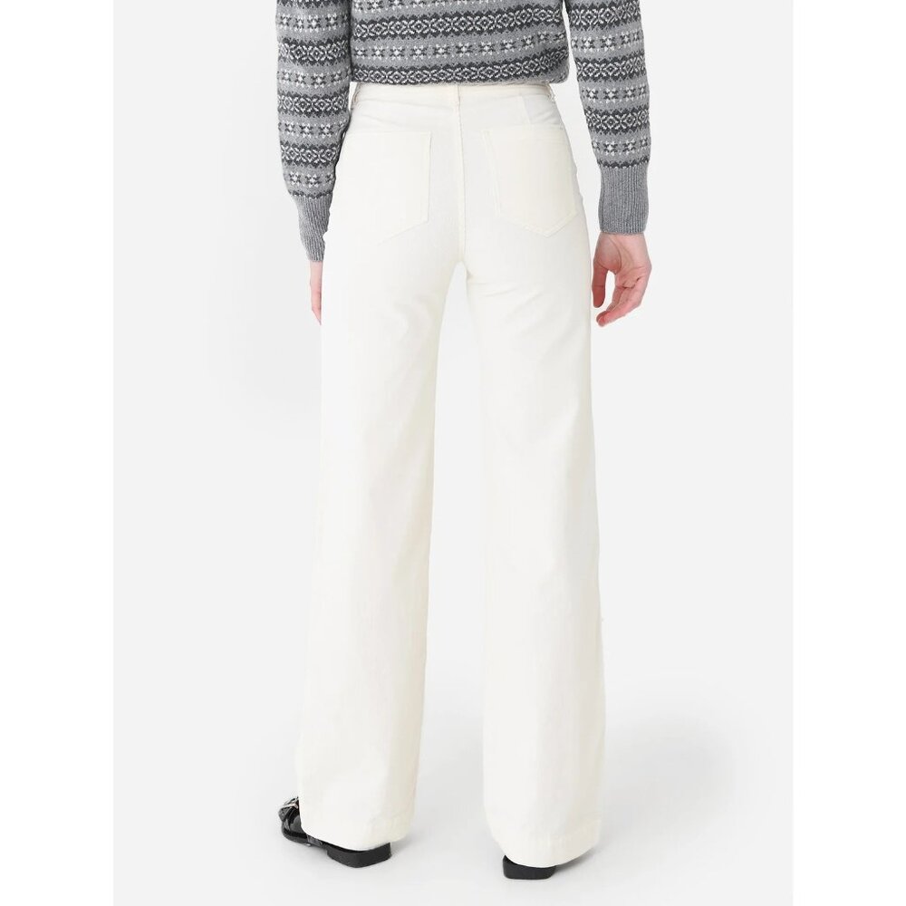 FAHERTY Stretch Cord Wide Leg Pants Size 30 Egret Corduroy High Rise - Picture 4 of 15